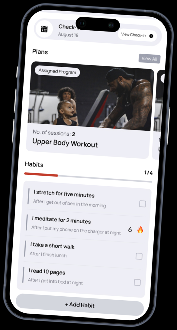 Workout plans and habits in the app